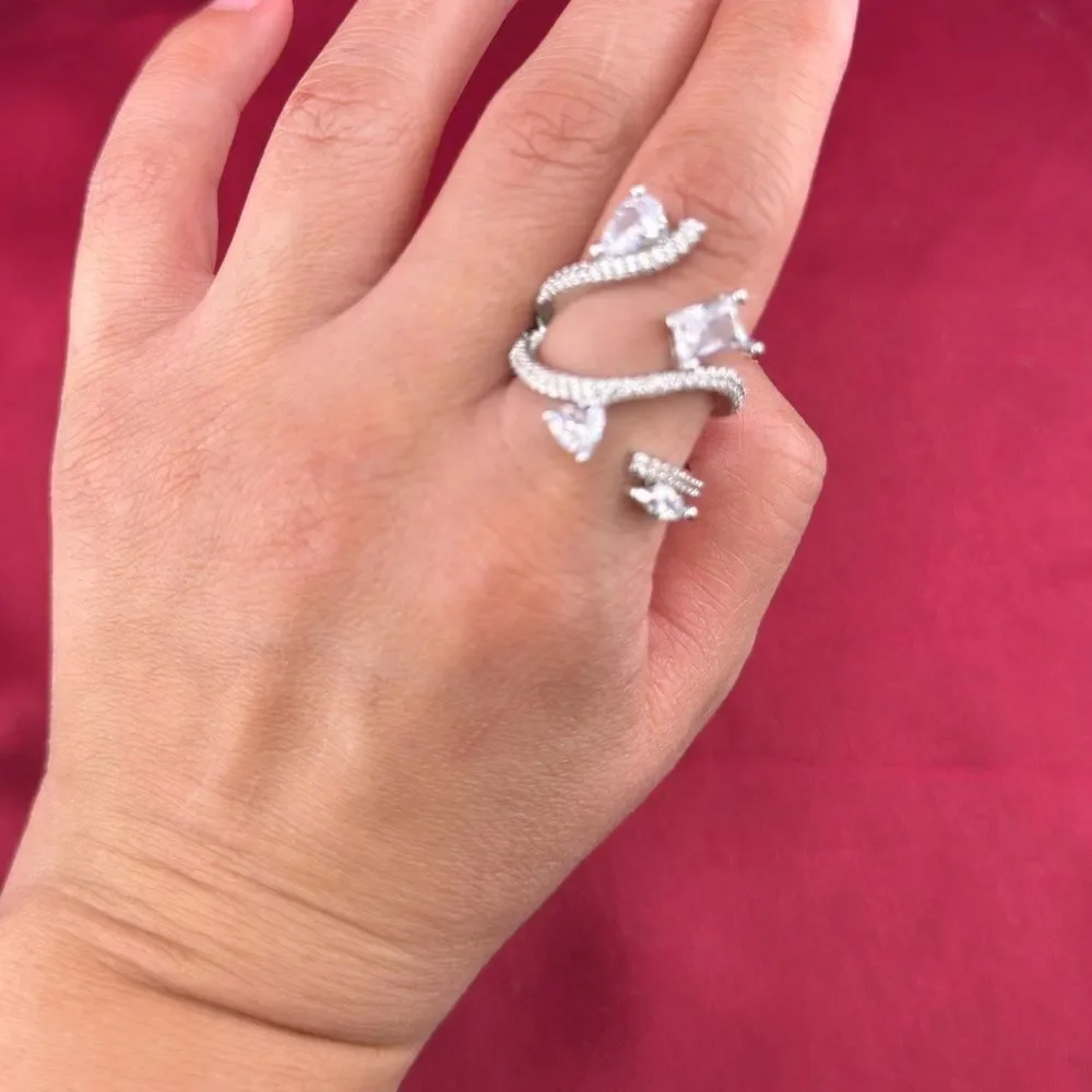 Sterling Silver Cubic Zirconia Multi-Stone Statement Ring